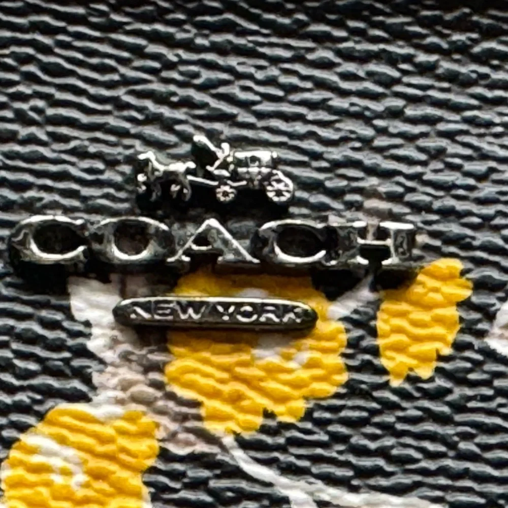 Coach Black and Yellow Floral Key Fob and Change holder. - Picture 2 of 9